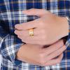 Anillo de oro amarillo de 24 quilates chapado en temperamento de caballero, anillo abierto dominante para hombre, anillo de diamantes de simulación, anillo abierto, joyería