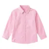 Camisa infantil marrón, camisa de manga larga multicolor para primavera y otoño, top versátil de color liso para niños, uniforme escolar