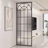 Biombo de Cristal Arqueado Estilo Francés Retro Flor de Begonia para Entrada de Sala de Estar Frente a la Puerta, Cubierta Creativa para Vestíbulo