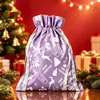 Bolsas de Regalo con Cordón de Halloween y Navidad de Venta Caliente Transfronterizas, Bolsas de Empaque con Cordón Navideño, Decoraciones Navideñas, Bolsas de Aluminio Láser
