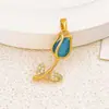 Colgante de Tulipan con Piedra Ojo de Gato para Mujer, Diseño de Nicho, Versátil y de Gama Alta, Accesorios para Joyería DIY que No se Desvanecen