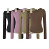 Camiseta Genuina de Dos Piezas Off-the-Shoulder de Manga Larga para Mujer, Capa Interior de Otoño, Corte Ajustado, Diseño que Favorece la Figura, Puro Deseo, Top Sexy de Capa Base