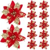 Transfronteiriço 14CM Nova Decoração de Natal Flor de Glitter Dourado Guirlanda de Cipó para Árvore de Natal Flor Decorativa para Porta e Janela de Natal