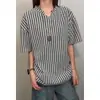 Camiseta de manga corta con cuello en V y estampado de espiga para hombre, ropa de verano moderna estilo americano, corte holgado, camiseta resistente de media manga para adolescentes