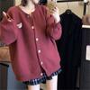 Nuevo Suéter Simple de Talla Grande para Mujer Otoño e Invierno Estilo Coreano Encaje Lindo Versátil Holgado Abrigo Dulce Cárdigan Tejido para Mujer