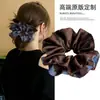 Elástico de cabelo com laço elegante para rabo de cavalo baixo, acessório de cabelo para prender e estilizar o cabelo, faixa de cabelo com estampa de leopardo, novo estilo 2026, corda de cabelo estilo casual