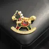 Broche de Pony Bolsa de la Suerte Colorida con Diamantes Rojos Estilo Chino Exquisito Riqueza Instantánea Animales del Zodiaco Pin Pequeño para Mujeres