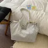 Nova bolsa de ombro reversível de bolinhas, bolsa tote oversized e estilosa estilo coreano, bolsa versátil e fresca de tecido listrado