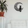 Corte a laser silhueta decoração de parede artesanato de ferro transfronteiriço exclusivo para estação independente venda quente Lua de volta Sombra Gato Preto