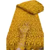 Vestido de Tela de Encaje Cortado Bordado con Lentejuelas y Perlas Soluble en Agua Encaje de Cuerda al por Mayor Tela de Encaje