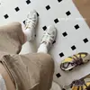 Lan Gui 2026 Primavera y Otoño Nuevo Color Bloque Zapatos de Entrenamiento Alemanes para Mujer, Punta Redonda con Cordones Planos Casuales Deportivos para Mujer