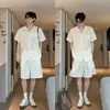 Verão Fino Casual Versátil Luxo Leve Moda Simples Casual Respirável Camisa Manga Curta Conjunto de Duas Peças para Homem Minimalista