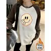 Camiseta de Manga Longa com Ombro Estilo Hip Hop Moda Nacional Feminina Outono e Inverno Nova Estilo Preguiçoso Solta Camisa Básica Casual Versátil