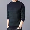 Suéter de Punto Casual de Cuello Redondo para Hombre de Invierno, Tejido de Moda Europeo y Americano Rayado Engrosado con Forro de Felpa, Ropa Holgada para Hombre