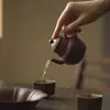 Tetera Estilo Wabi-Sabi Dinastías Tang y Song, Juego de Té Kung Fu, Tetera Cerámica Doméstica Estilo Japonés Portátil con Filtro de Agujero de Bola, Tetera de Arcilla Púrpura Cerámica Gruesa