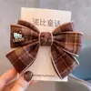 Fita Xadrez Estilo Tweed Laço Acessórios de Cabelo Menina Pequena Xadrez Britânico Estilo Preppy Adorno de Cabeça Outono e Inverno Grampo de Cabelo Ano Novo