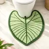 Alfombra de Piso Imitación Cachemir Hoja de Plátano Alienígena para Baño Absorción de Agua Prueba de Salpicaduras Tapete para Pies de Inodoro Alfombra Suave para Baño Aislamiento Frío Resistente a la Suciedad