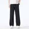Pantalones casuales de seda de hielo para hombre, ajuste holgado de verano, pantalones deportivos para hombre de talla grande, pantalones rectos extragrandes, talla 79