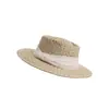 Novo Estilo Chapéu de Palha Estilo Resort Francês para Mulheres, Proteção Solar de Verão, Chapéu de Aba Larga com Topo Plano, Chapéu de Praia para Beira-Mar, Chapéu Trançado