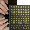 Belleza Completa Transfronterizo Nuevos Stickers de Arte de Uñas Ins Mariposa Simple Dorada y Plateada Mariposa Negra Stickers de Arte de Uñas