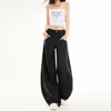 Nuevos Pantalones Jeans Retro Americanos de Estampado de Leopardo Oscuro de Cintura Alta Pierna Ancha Tipo Cimitarra, Sueltos y con Caída, Versátiles