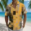 Camisa retro americana de cuadros de manga corta con caída sedosa, top casual sin arrugas, elasticidad en cuatro direcciones, camisa de manga corta con cuello desplegable para hombre