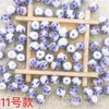 Cuentas de cerámica de porcelana azul y blanca pintadas a mano cuerda roja collar tejido a mano pulsera accesorios DIY cuentas sueltas accesorios de joyería