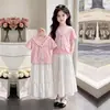 Moda Verano 2026 Estilo Coreano Camiseta Manga Corta Corazón Casual Delgada Dulce Falda Larga Personalidad Conjunto de Dos Piezas