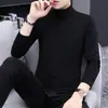Camiseta de Hombre con Cuello Mock Otoño e Invierno Color Sólido Manga Larga Camisa Base Cuello Alto Ajustada Todas las Combinaciones Forro