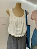 Wgwe Verano Estilo Francés Suave Retro Encaje Versátil Adelgazante Chaleco Corto Sin Mangas Ropa de Mujer W10221
