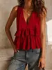 2026 Novo Verão Transfronteiriço Estilo Europeu e Americano Moda de Rua Feminino Cor Sólida Regata Irregular