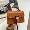 Cinturón de Cuero con Patrón de Cocodrilo Europeo y Americano Gran Capacidad Retro Textura de Lujo Ligero Temperamento Viaje Diario Bolso Pequeño Cuadrado de Hombro Cruzado