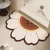 Tapete de Tierra de Diatomeas, Absorbente de Agua, Antideslizante, Secado Rápido para Entrada de Baño, Tapete Antideslizante Semircircular Floral