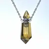 Suministro Directo Transfronterizo de Columna Hexagonal de Piedra Natural Botella de Aceite Esencial Collar de Doble Punta de Jade Botella de Aromaterapia Colgante Botella de Perfume de Cristal Rosa