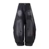 Ropa para Hombre Beijie 2026 Verano Nuevo Jeans Lavados Vintage para Hombre Pantalones Anchos Sueltos Pantalones Largos Casuales Rasgados