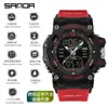 Novo Relógio Eletrônico Transfronteiriço Sanda à Prova d'Água para Uso Externo Esportivo com Duplo Display Calendário Luminoso Relógio Masculino