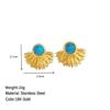 Aretes de temperamento transfronterizo europeo y americano Aretes de acero de titanio turquesa con sensación de diseño de estilo ins francés aretes de perlas altas