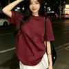 Camiseta básica redonda de algodão puro pesado de Xinjiang, 200g, camiseta branca de manga curta, cor sólida solta, top unissex de manga curta, estilo verão