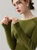 Suéter de cachemira pura listo para usar de primera línea para mujer, cuello redondo capa base 2 nuevos suéteres de punto elegantes de corte ajustado