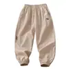 Pantalones de Verano Ligeros Estilo Hong Kong para Niños 2026 Nuevos Pantalones Anti-Mosquitos de Seda Helada Pantalones Largos Versátiles para Niños Pantalones de Secado Rápido para Niños