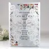Cartão de felicitações de casamento estilo europeu Amazon transfronteiriço flor de pavão corte a laser cartão de convite de feriado roxo fábrica em estoque