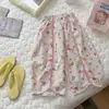 Calça Casual de Verão para Meninas Bebês Crianças Estilo Coreano Floral Desenho Animado Cropped Wide-Leg Calça de Menina Verão Fina