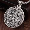 Colgante de plata pura s999 con forma de nueve dragones jugando con cuentas para hombre, collar de grifo de plata esterlina, joyería de dragón auspicioso retro dominante, regalo de moda