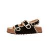 Sandálias Birkenstock de Solado Grosso para Aumentar a Altura, Roupa de Verão para Usar por Cima, Fivela de Cinto Trançada Retrô, Sandálias Casuais de Praia
