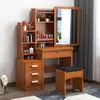 Tocador para dormitorio, tocador de maquillaje simple y moderno con espejo, mesita de noche con gabinete de almacenamiento, pequeño tocador de moda estilo influencer de Instagram para niñas