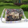 Nueva Bolsa de Tambor con Correa de Flores Estilo Étnico de Yunnan Bolso Cruzado Lona Bordado Dorado Bolso de Hombro para Mujer Bolsa de Tela Bolsa para Puesto Callejero