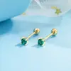 Nuevos Pendientes de Zirconia Esmeralda, Exquisito Diseño de Nicho, Pendientes de Tornillo de Cuatro Garras, Clavos para Hélice Auricular, Versátiles para el Uso Diario