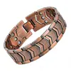 Estilo popular europeu escudo antigo de cobre vermelho pulseira magnética de três fileiras moda retrô versão larga pulseira com padrão fabricante atacado