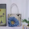 Bolsa de Lona Bordada Jacquard Dourada Dupla Face, Bolsa de Mão Fofa com Desenho Animado, Bolsa de Ombro para o Dia a Dia, Bolsa Artística