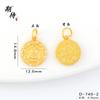 Loja de ouro com cinzel de ouro de areia gravado diamante palavras auspiciosas pingente do deus da riqueza amarelo pingente de marca redonda amuleto de transferência pingente de ouro de areia